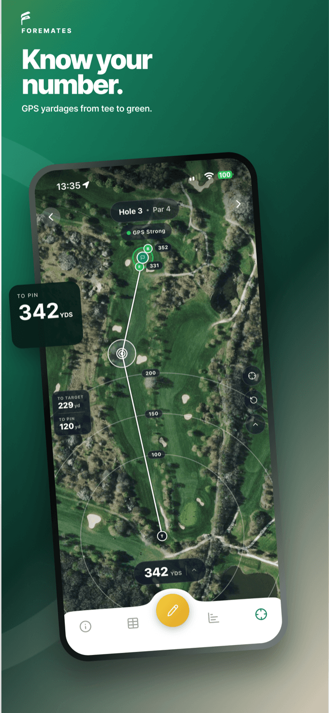 Foremates GPS course view and yardages